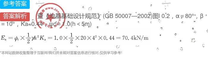 某挡土墙高4m,墙背倾角20,填土面倾角β-总题库