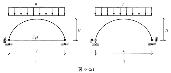 对于如图3-351所示Ⅰ,Ⅱ拱结构正确的说法是:()