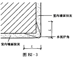 a:室内墙面,柱面,门窗洞口的阳角均应做护角b:采用1:3水泥砂浆做护角c